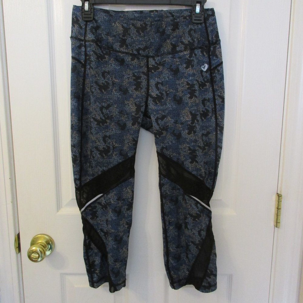 Cropped Workout Leggings, Camo Print with Netting